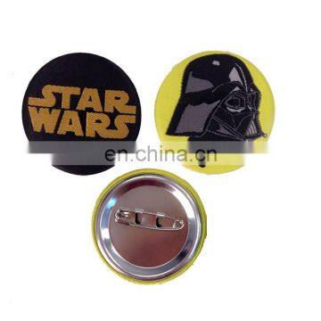 45mm Fabric Name Tin Button Badge With Woven Logo Printed Under Directly Factory Customized photo-2