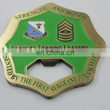 promotion gift anti brass soft enamel bottle opener octagonal shape octagon style bottle opener badge coin