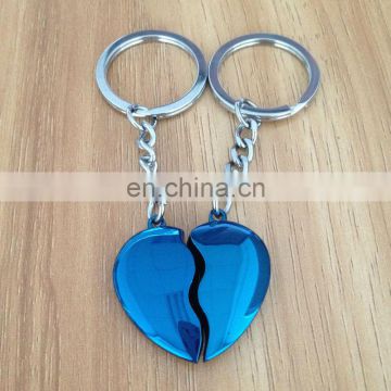 wholesale metal heart shape couple customized cheap key chain