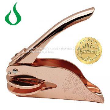 Desk Rose Gold Custom Logo Embossed Seal Stamps Embosser