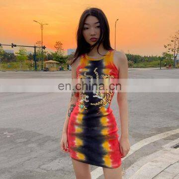 2020 New Arrivals Summer Women Fashion Tiger Printed Casual Dresses Ladies Sleeveless Bodycon Dresses photo-4