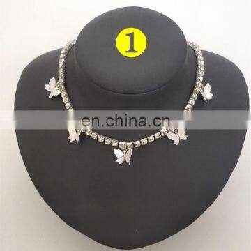 Ins Women Butterfly Necklace Luxury Rhinestones Small Pendant Necklace Sparking Bling Hip Hop Crystal Choker Jewelry photo-3
