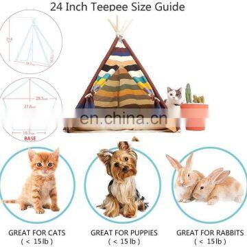 New Design Colorful Pet Teepee Tent Portable Dog House Washable Canvas Dog Tent photo-4