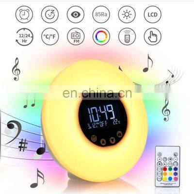 Remote Control USB Sunlight Wake Up FM Radio And Snooze Function Smart LED Alarm Desk & Table Clocks photo-4