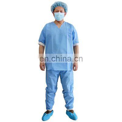 Disposable Surgical Scrub Suit Surgical Clothes  SMS Doctors Nurses Operation Room Short Sleeves Top Pants