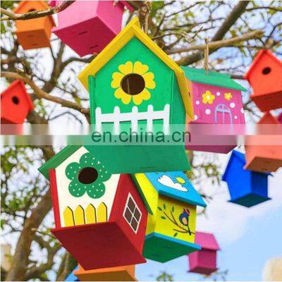 3D Painting wooden DIY BirdHouse For Kid Children Education for outdoor