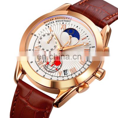 Wholesalers SKMEI Factory Custom Watches Men Wrist Luxury Leather Waterproof Quartz Watch