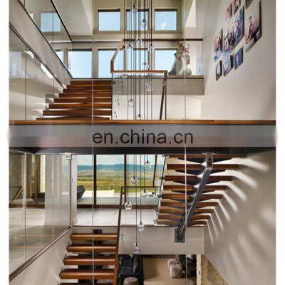 Indoor U shape staircase metal wood stairs for American market