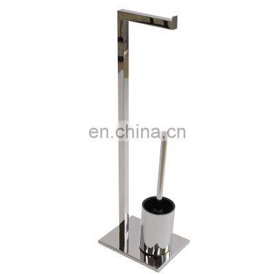 Toilet roll Brush Holder Free Standing Chromed Bathroom Accessories Stainless Steel Bottom And Toilet Brushes For Bathroom Hotel