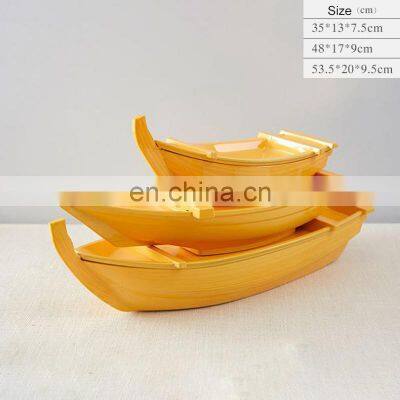 Washable Reusable Large Ship Boat Japanese Serving Plastic Party Black Sushi Tray photo-3