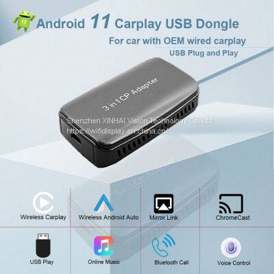 CP-300 USB Dongle 3 in 1 CP Adapter for wireless carplay & android auto screen mirroring USB plug and play