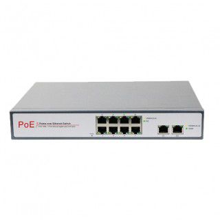 PoE Switch with 8 PoE Ports and 2x 10/100M uplink RJ45 Ports