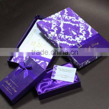 2016 Latest Trendy Country Flocking Purple with Box Wedding Invitations