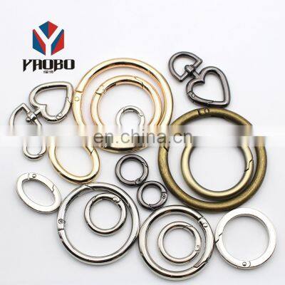 Metal Ring Snap Hook Round Circle Spring Type Clasps Closes Locking Carabiner