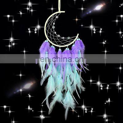 Morden Style Led Dreamcatcher Catchers Dream Catcher Moon Luna Handmade Wind Chimes Home Big Size ZXS-DC008 Zhenxishi Folk Art