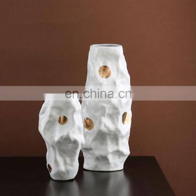 Artificial Flower Clay Vases Gold Decor Outside Personalized Boho Coffee Porcelain Luxury Home Dots Dot Decorative Ceramic Vase photo-5