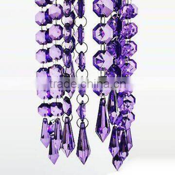 Purple crysal beaded garland wedding tree decoration strand chandelier bead strands