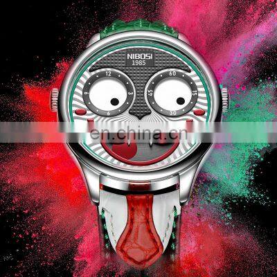 2021 New Arrival Joker Watch Men Top Brand Creative Fashion Personality Clown Quartz Leather Waterproof Sports Watches Mens