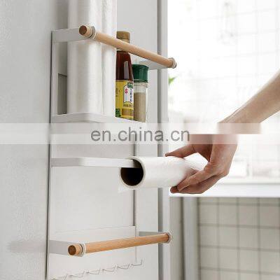 Hot Sale Simple Wrought Iron Roll Paper Towel Storage Bag Storage Magnetic Kitchen Storage Rack Refrigerator Organizer Wall Hold photo-3