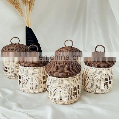 Cute For Kid Handmade rattan mushroom house with Handle, Wicker Bag Kids Toys Wholesale Supplier