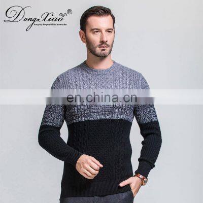 Custom Jacquard Knit Men's Winter Crew Neck Merino Wool Pullover Sweater photo-2