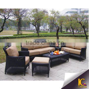 Outdoor waterproof rattan furniture 7 seater sofa set with cushion