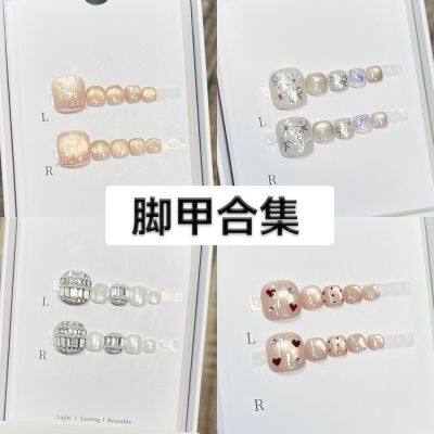 [Toe Nail Collection] Handmade Wearable Toe Nail Tips Cat-Eye Design Gel-Type Artificial Nails Ready-Made Toenail Art photo-5