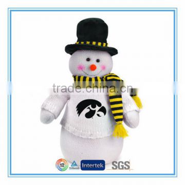 Custom stuffed plush snowman toy with hat and scarf