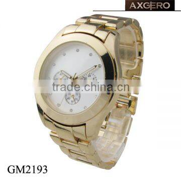 axgero mens custom geneva 3 atm stainless steel back gold watch