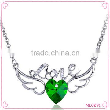 Fashion simple crystal heart pendant silver necklace beautiful women's jewelry