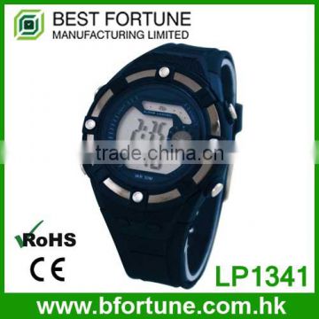 LP1341_BL Rubber Blue color Chrono Day Tech light pusher Multifunction digital watches for boys