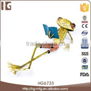 Factory price frog shaped metal lucky art home decor