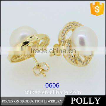 Ladies fashion big pearl earrings designs silver jewelry