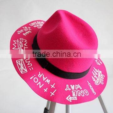 Autumn Winter Fedora Hat Creative Painting Large Brim Women Sun Hat