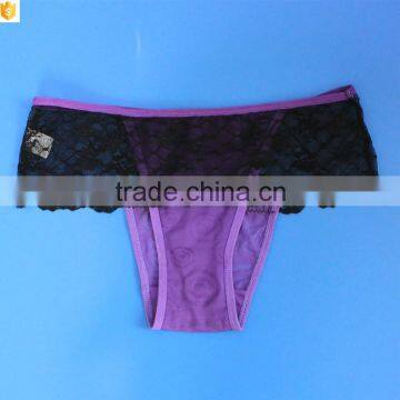 OEM Undergarment Supply Purple Eyelash Lace Fabric Tanga photo-5