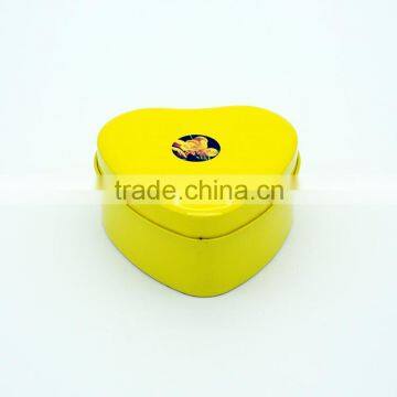 Yelllow Heart shape scented candle in tin box