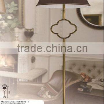 finely brushed brass floor standing lamp 60W with brown art fabric shade