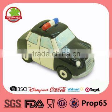 Ceramic coin bank cute police car shape