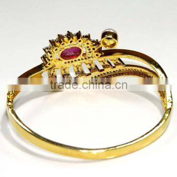 Gold Finish Ethnic, Zirconia,Pearl,Ruby Bracelet Jewelry Design With Meenakari (Enamal) . 22 K Gold Plated Jewellery photo-4