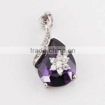 Customized "Drop" Amethyst Zircon Charms with Silver Frame