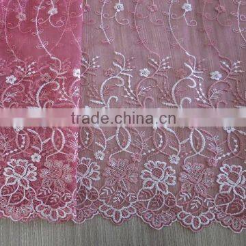 Hot sale allover mesh embroidery lace embroidered tulle lace