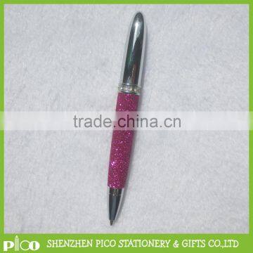 Advertising Diamond Crystal Ball Pen ,Glitter Leather Pen with Custom Logo Manufacture