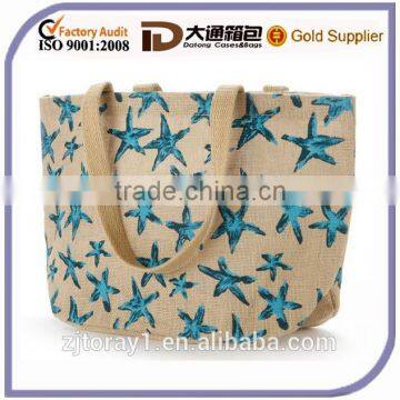 Star Printed Jute Summer Bag For Holiday