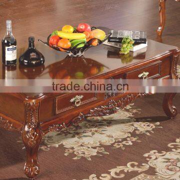 Home furniture classical carved tea table wooden vintage coffee table