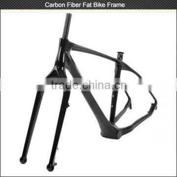 100% full real carbon snow bike frame 3K/UD , fat tyre 26er carbon fiber snow bike frame with fork