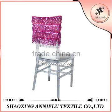 Fancy fuchsia wedding sequin tassels chair covers