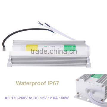 Convert AC 170-250V to DC 12V 12.5A 150W Voltage Waterproof IP67 Transformer Switch Power Supply for Led Strip Transformator