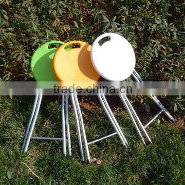 Strong and Durable 45H Metal Leg and Plastic Round Folding Stool photo-3