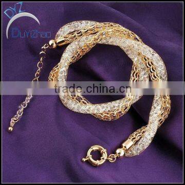 Gift gold women necklace crystal beads net mesh necklace