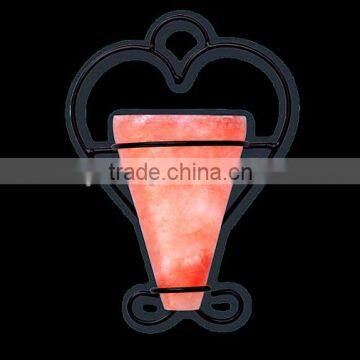 Himalayan Salt T-Light Holders-Cone Shape with Wall Hanging Metal Stand